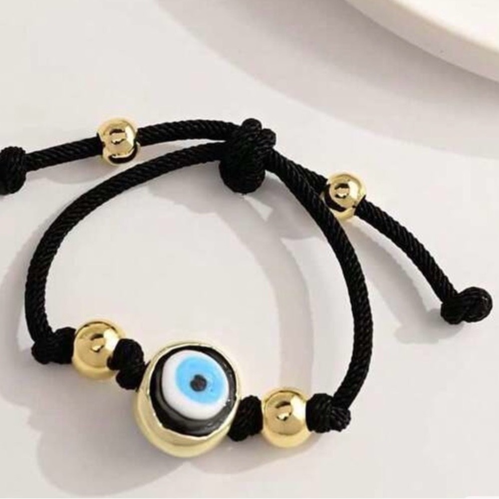 Gold and Black Evil Eye Bracelet